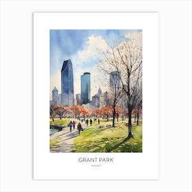 Grant Park Chicago Watercolour Travel Poster Art Print