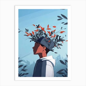 Man With Leaves On His Head 1 Art Print