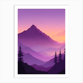 Misty Mountains Vertical Composition In Purple Tone 32 Art Print