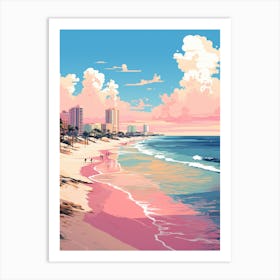 An Illustration In Pink Tones Of  Gulf Shores Beach Alabama 3 Art Print