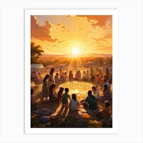 A Digital Painting Showcasing Various Community Members And Local Services Gathered In An Uplifting (5) Art Print