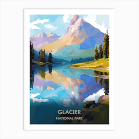 Glacier National Park Travel Poster Illustration Style 2 Art Print