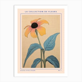 Black Eyed Susan French Flower Botanical Poster Art Print
