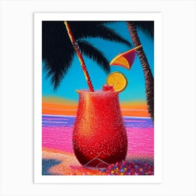 Bahama Mama Pointillism Cocktail Poster Art Print