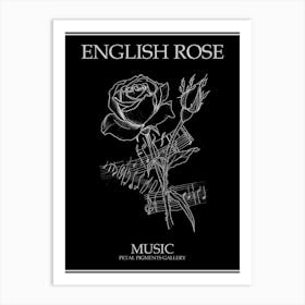 English Rose Music Line Drawing 3 Poster Inverted Art Print