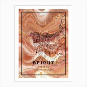 Beirut Map Art Print