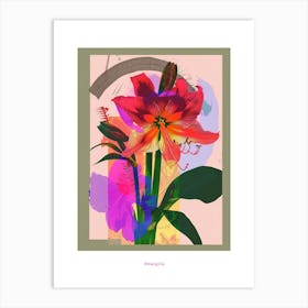 Amaryllis 7 Neon Flower Collage Poster Art Print