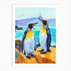 King Penguin Paradise Harbor Colour Block Painting 2 Art Print