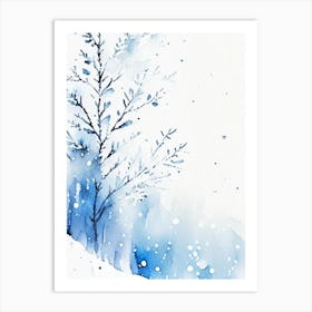 Winter Scenery, Snowflakes, Minimalist Watercolour 1 Art Print