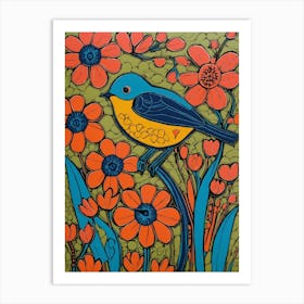 Bluebird In The Garden Art Print