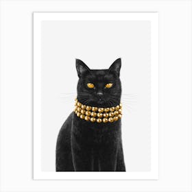 Luxury Black Cat Art Print