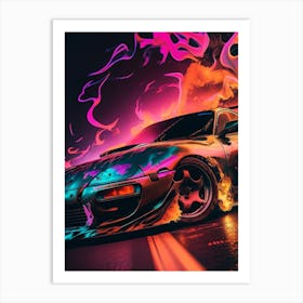 Muscle Smoke Drift Retro Racing vintage classic Car 5 Art Print