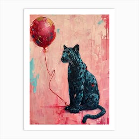 Cute Panther 3 With Balloon Art Print