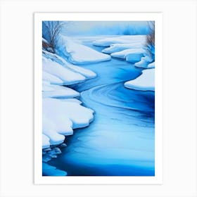 Frozen River Waterscape Marble Acrylic Painting 1 Art Print