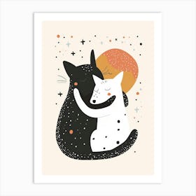 Cat And Dog Hugging Art Print