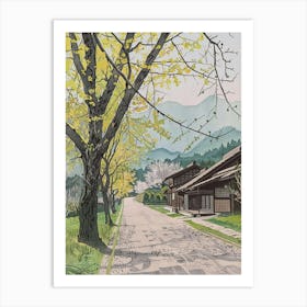 Karuizawa Japan 3 Retro Illustration Art Print