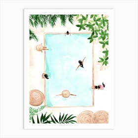 Watercolor Illustration Of A Swimming Pool Art Print