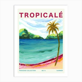 Palm Tree Beach Landscape Typography Art Print