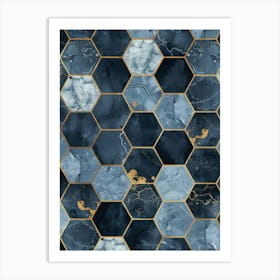 Blue And Gold Marble Wallpaper 1 Art Print