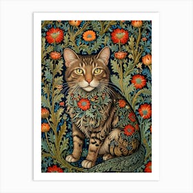 William Morris Cat In Flowers 3 Art Print