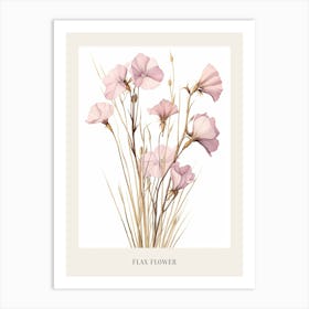 Floral Illustration Flax Flower 2 Poster Art Print