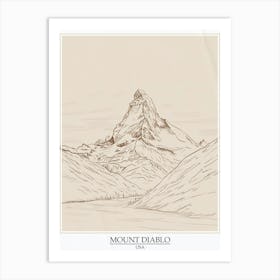 Mount Diablo Usa Color Line Drawing 4 Poster Art Print