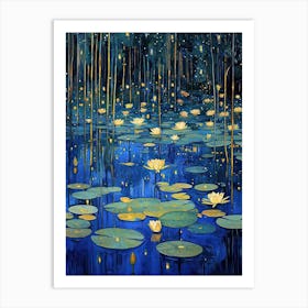 Gustav Klimt Night Water Lilies Vintage Art Print