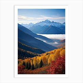 Alpine Landscape Unfurls Across Panoramic Canvas Autumn Colors Drape The Mountain Slopes Fiery Map 2 1 Art Print