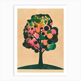 Linden Tree Colourful Illustration 3 Art Print