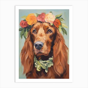Irish Setter Portrait With A Flower Crown, Matisse Painting Style 3 Art Print