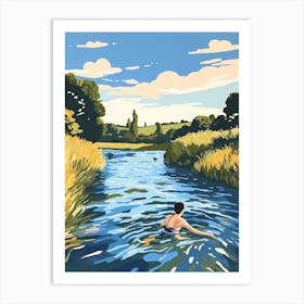 Wild Swimming At River Great Ouse Bedfordshire 2 Art Print