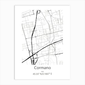 Cormano,Italy Minimalist Map Art Print