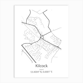 Kilcock,Ireland Minimalist Map Art Print