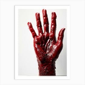 Creepy Textured Bloody Handprint Detailed With High Contrast Shadows Implying A Three Dimensional Art Print