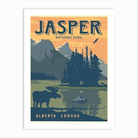 Jasper National Park Alberta Canada Travel Poster Art Print