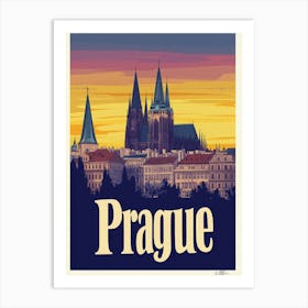 Aihrgdesign A Retro Travel Poster For Prague Featuring The Go 5c2733e2 Be15 4ada B80c 4c27788bde6d 3 Art Print