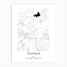 Turnhout,Belgium Minimalist Map Art Print