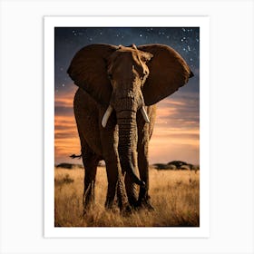 Elephant In The Night Sky Art Print