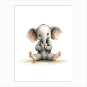 Elephant Painting Practicing Yoga Watercolour 2 Art Print