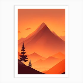 Misty Mountains Vertical Composition In Orange Tone 231 Art Print