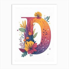 Colorful Letter D Illustration 24 Art Print