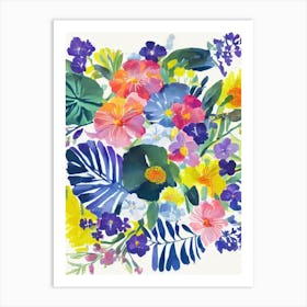 Violet Modern Colourful Flower Art Print