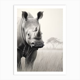 Black Rhinoceros Realism 2 Art Print