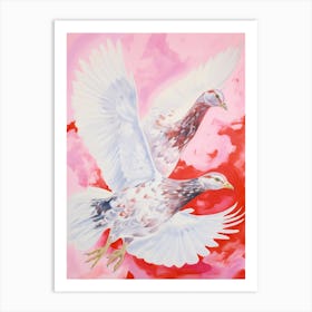 Pink Ethereal Bird Painting Grouse 1 Art Print