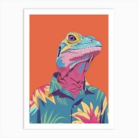 Lizard In A Floral Shirt Modern Colourful Abstract Illustration 4 Art Print