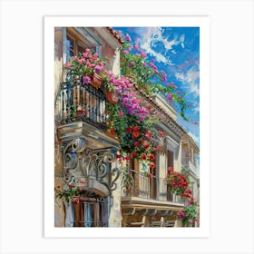 Balcony View Painting In Valencia 4 Art Print