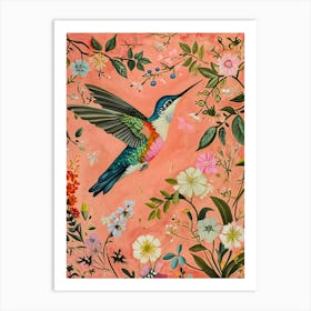 Floral Animal Painting Hummingbird 4 Art Print
