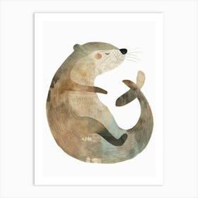 Charming Nursery Kids Animals Otter 4 Art Print