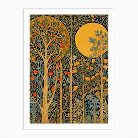 William Morris Moonlight Forest 4 Art Print