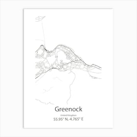 Greenock,United Kingdom Minimalist Map Art Print